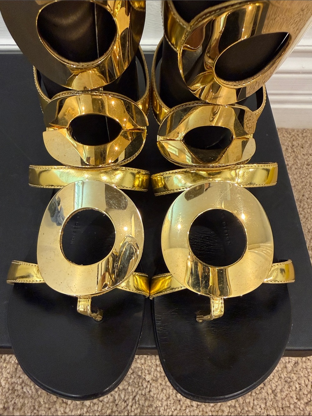 Giuseppe Zanotti Dubai Exclusive Gold Mirror Gladiator Runway Boots 37 - Picture 3 of 15